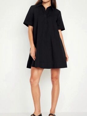 Old Navy NWT size M Short Sleeve Swing Mini Shirt Dress Black Cotton Pockets